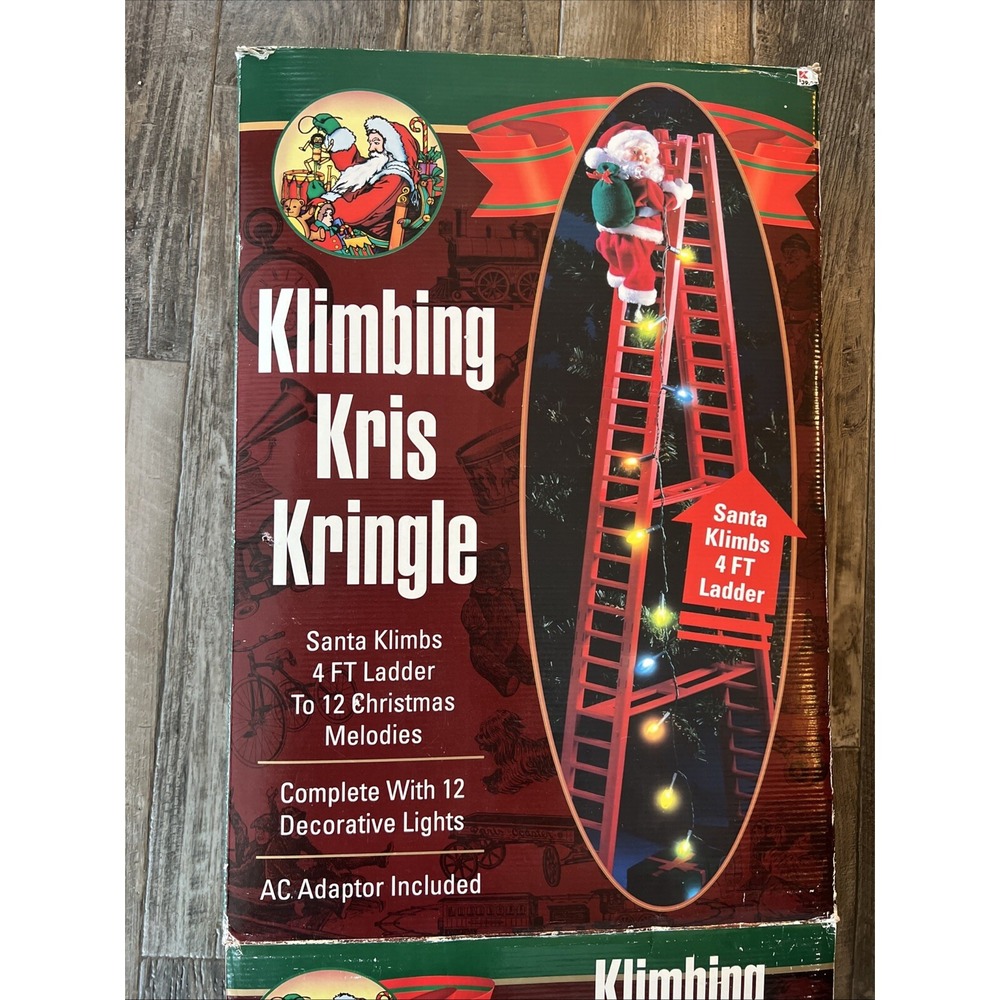 Klimbing Kris Kringle Santa Climbs 4ft Ladder 12 Christmas Melodies Lights Works